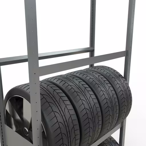 Produktbild Nr 12 des Artikels Grundregal, Räder-/Reifenregal, 2750 x 1000 x 400 mm (HxBxT), verzinkt, 4 Lagerebenen á 150 kg Fachlast pro Ebene Abbildung Nr 12 des Artikels Grundregal, Räder-/Reifenregal, 2750 x 1000 x 400 mm (HxBxT), verzinkt, 4 Lagerebenen á 150 kg Fachlast pro Ebene aus der Produktgruppe Fachbodenregale von der Marke Schulte Lagertechnik