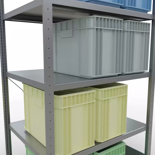 Grundregal, Fachbodenregal Stecksystem MULTIplus250, 2000 x 1000 x 800 mm (HxBxT), 5 Fachböden, Kreuzstrebe, verzinkt mit der Artikelnr. 12980 Grundregal, Fachbodenregal Stecksystem MULTIplus250, 2000 x 1000 x 800 mm (HxBxT), 5 Fachböden, Kreuzstrebe, verzinkt von Schulte Lagertechnik aus der Kategorie Stecksystem