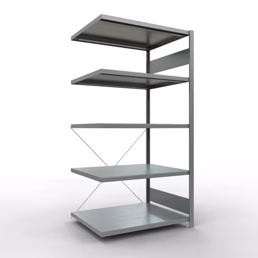 Produktbild Nr.14 des Artikels Anbauregal, Fachbodenregal Stecksystem MULTIplus250, 2000 x 1000 x 800 mm (HxBxT), 5 Fachböden, Kreuzstrebe, verzinkt aus der Produktreihe Stecksystem von der Marke Schulte Lagertechnik