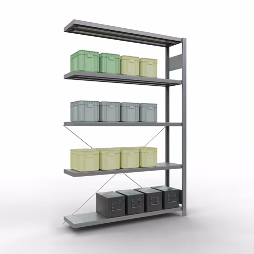 Produktbild Nr 12 des Artikels Stecksystem Anbauregal 2000x1300x300 mm, Typ 250 kg, verzinkt Abbildung Nr 12 des Artikels Stecksystem Anbauregal 2000x1300x300 mm, Typ 250 kg, verzinkt aus der Produktgruppe Stecksystem von der Marke Schulte Lagertechnik