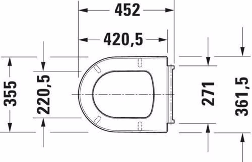 Abattant de toilettes ME de Starck, blanc, avec mécanisme de fermeture amortie, 458 x 374 x 40 mm, DURAVIT