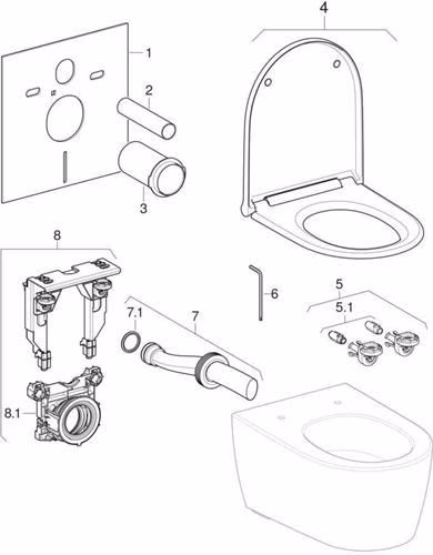 Geberit ONE Set Wand-WC mit WC-Sitz weiß/glanzverchromt, KeraTect