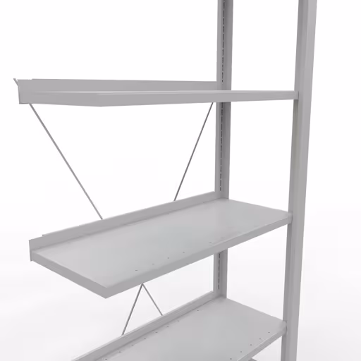 Abbildung Nr 11 des Artikels Anbauregal, Büro-Fachbodenregal Stecksystem MULTIplus85, 2000 x 750 x 300 mm (HxBxT), 6 Fachböden, Kreuzstrebe, mit Anschlagleiste, lichtgrau aus der Produktgruppe Büroregale von der Marke Schulte Lagertechnik