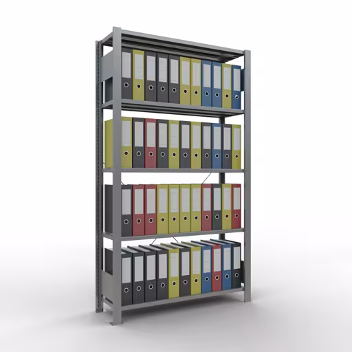 Grundregal, Büro-Fachbodenregal Stecksystem MULTIplus85, 1800 x 1000 x 300 mm (HxBxT), 5 Fachböden, Kreuzstrebe, verzinkt, ohne Anschlagleiste von der Marke Schulte Lagertechnik aus der Produktreihe Büroregale
