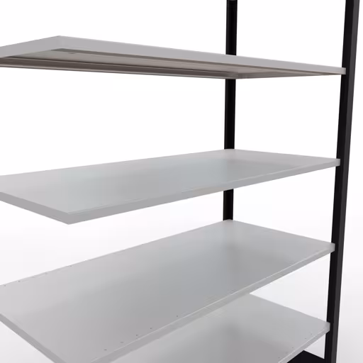 Produktbild Nr 16 des Artikels Anbauregal, Büro-Fachbodenregal Stecksystem MULTIplus150, 2300 x 1300 x 600 mm (HxBxT), 7 Fachböden, Längenriegel, ohne Mittelanschlag, schwarz/lichtgrau Abbildung Nr 16 des Artikels Anbauregal, Büro-Fachbodenregal Stecksystem MULTIplus150, 2300 x 1300 x 600 mm (HxBxT), 7 Fachböden, Längenriegel, ohne Mittelanschlag, schwarz/lichtgrau aus der Produktgruppe Büroregale von der Marke Schulte Lagertechnik