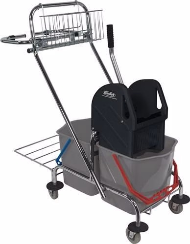 Reinigungswagen Eimer 2 x 17 l, Presse, Ablagekorb Stahl SPRINTUS aus der Kategorie Reinigungswägen mit der Teilenummer 9000472004