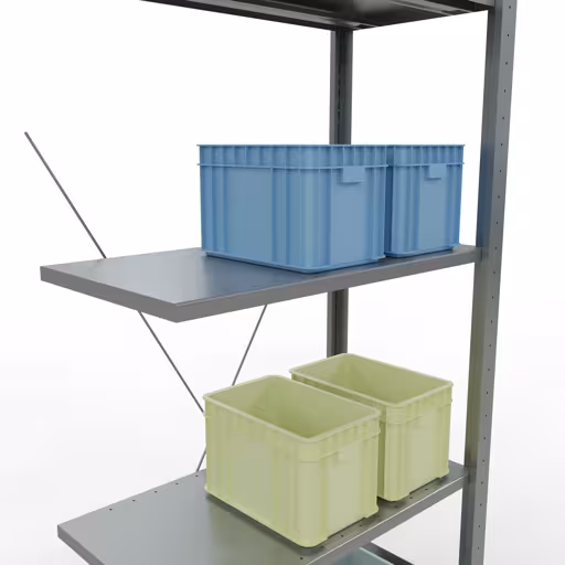 Anbauregal, Fachbodenregal Stecksystem MULTIplus150, 2000 x 750 x 400 mm (HxBxT), 5 Fachböden, Kreuzstrebe, verzinkt aus der Kategorie Anbauregal mit der GTIN 4004514204936 Anbauregal, Fachbodenregal Stecksystem MULTIplus150, 2000 x 750 x 400 mm (HxBxT), 5 Fachböden, Kreuzstrebe, verzinkt von der Marke Schulte Lagertechnik aus der Produktreihe Stecksystem