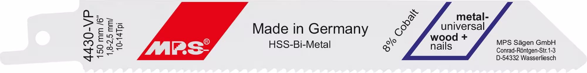 MPS Bi-Metall-Säbelsägeblatt gefräst und geschränkt Sanitär / Heizung Typ Gesamtlänge: 150 mm aus der Kategorie Säbelsägeblatt mit der Artikelnr. 4430-VP-5