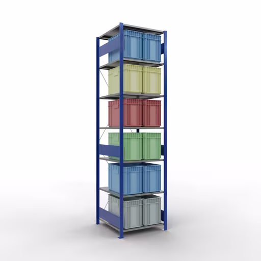 Zusatzbild des Artikels Grundregal, Fachbodenregal Stecksystem MULTIplus150, 3000 x 750 x 800 mm (HxBxT), 7 Fachböden, Kreuzstrebe, RAL 5010 enzianblau/verzinkt/verzinkt Zusatzbild des Artikels Grundregal, Fachbodenregal Stecksystem MULTIplus150, 3000 x 750 x 800 mm (HxBxT), 7 Fachböden, Kreuzstrebe, RAL 5010 enzianblau/verzinkt/verzinkt aus Grundregal