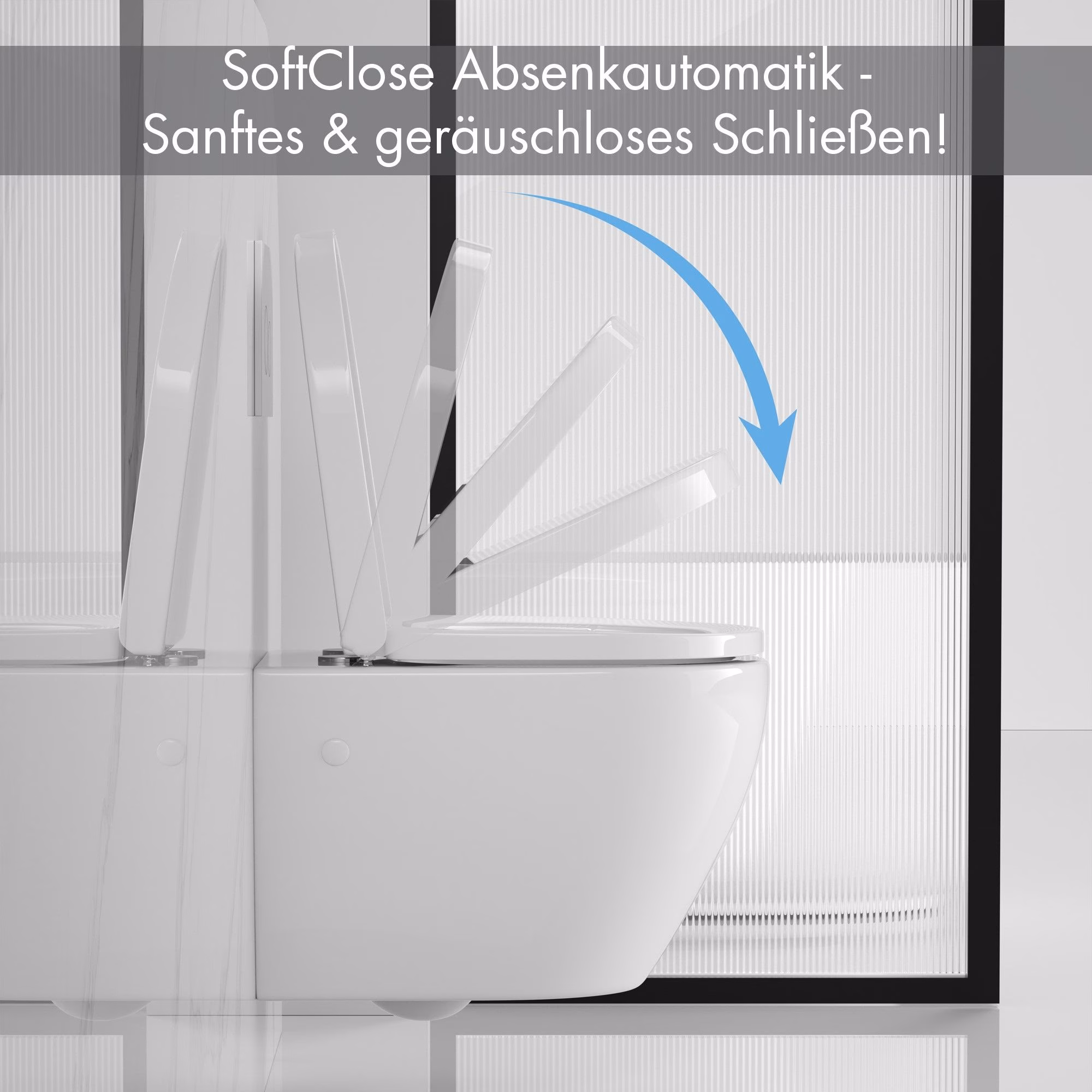 sanicomfort Wand-WC Set Rivo Tiefspüler ohne Spülrand kurz weiß glänzend