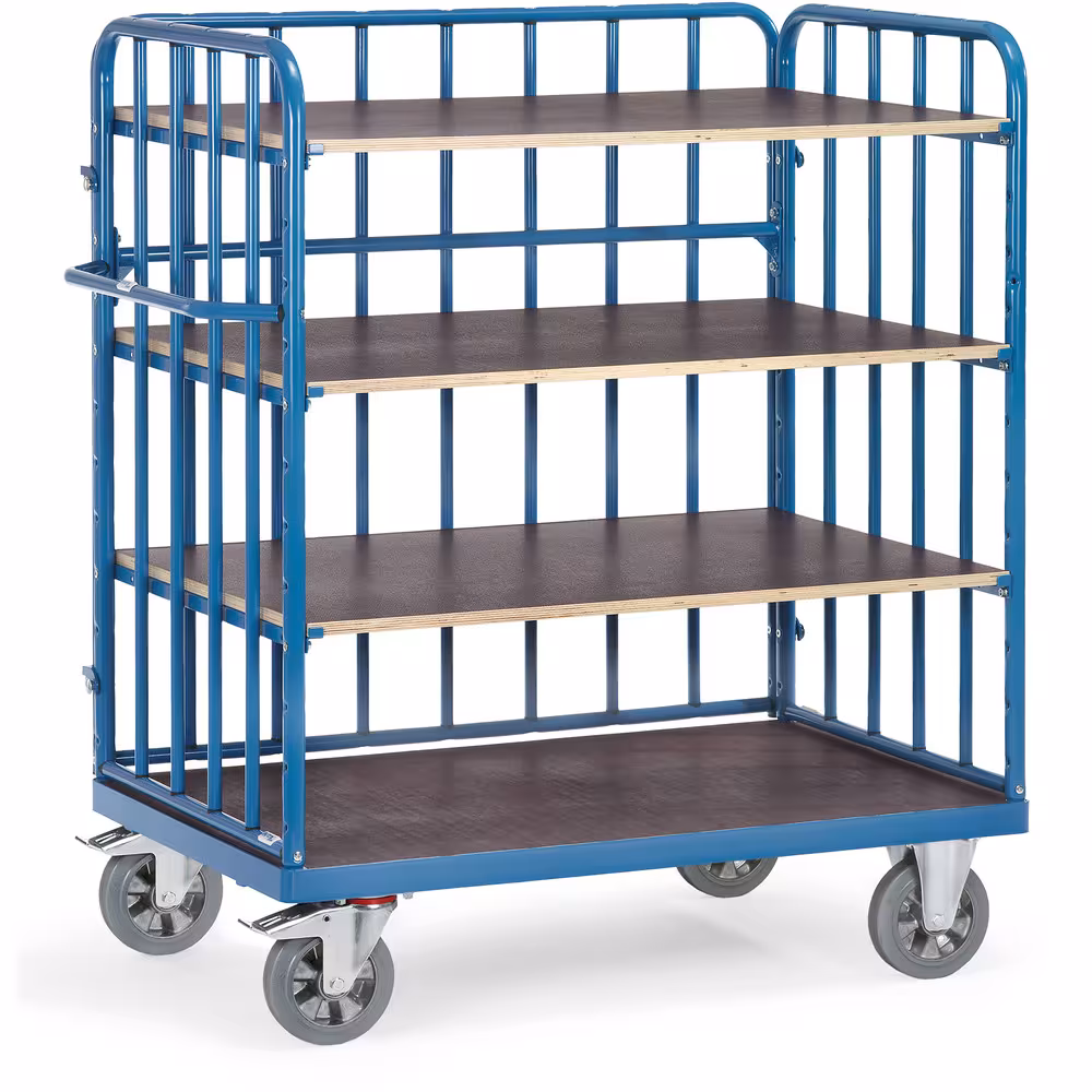 Etagenwagen Super-Multi-Vario Rohrstreben 4 Etagen Tragkraft pro Boden 180 kg. 2 Lenk- und 2 Bockrollen, Elastic-Vollgummi-Bereifung aus der Kategorie Etagenwagen
