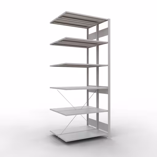 Anbauregal, Doppelregal, Fachbodenregal Stecksystem MULTIplus150, 2500 x 1000 x (2x400) mm (HxBxT), 2x6 Fachböden, Kreuzstrebe, RAL 7035 lichtgrau von der Marke Schulte Lagertechnik Anbauregal, Doppelregal, Fachbodenregal Stecksystem MULTIplus150, 2500 x 1000 x (2x400) mm (HxBxT), 2x6 Fachböden, Kreuzstrebe, RAL 7035 lichtgrau aus der Kategorie Doppelregale mit der Artikelnummer 32746