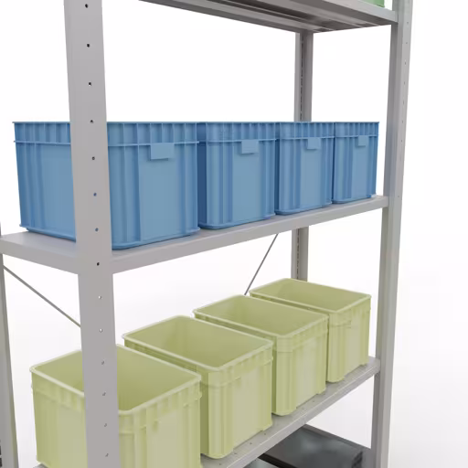 Produktbild Nr 15 des Artikels Grundregal, Fachbodenregal Stecksystem MULTIplus150, 2000 x 1000 x 300 mm (HxBxT), 5 Fachböden, Kreuzstrebe, RAL 7035 lichtgrau Abbildung Nr 15 des Artikels Grundregal, Fachbodenregal Stecksystem MULTIplus150, 2000 x 1000 x 300 mm (HxBxT), 5 Fachböden, Kreuzstrebe, RAL 7035 lichtgrau aus der Produktgruppe Stecksystem von der Marke Schulte Lagertechnik