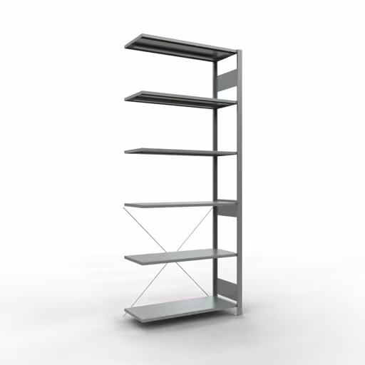 Abbildung Nr 10 des Artikels Anbauregal, Fachbodenregal Stecksystem MULTIplus85, 2500 x 1000 x 400 mm (HxBxT), 6 Fachböden, Kreuzstrebe, verzinkt aus der Produktgruppe Stecksystem von der Marke Schulte Lagertechnik
