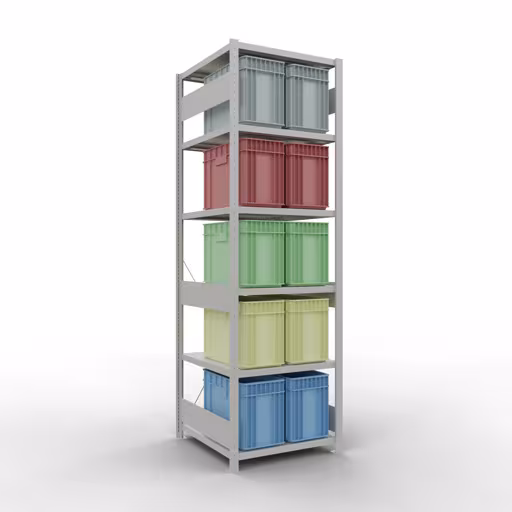 Abbildung Nr 7 des Artikels Grundregal, Fachbodenregal Stecksystem MULTIplus250, 2500 x 750 x 800 mm (HxBxT), 6 Fachböden, Kreuzstrebe, RAL 7035 lichtgrau aus der Produktgruppe Stecksystem von der Marke Schulte Lagertechnik