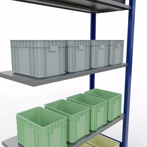 Produktbild Nr 13 des Artikels Anbauregal, Fachbodenregal Stecksystem MULTIplus85, 2000 x 1000 x 400 mm (HxBxT), 5 Fachböden, Längenriegel, RAL 5010 enzianblau Abbildung Nr 13 des Artikels Anbauregal, Fachbodenregal Stecksystem MULTIplus85, 2000 x 1000 x 400 mm (HxBxT), 5 Fachböden, Längenriegel, RAL 5010 enzianblau aus der Produktgruppe Stecksystem von der Marke Schulte Lagertechnik