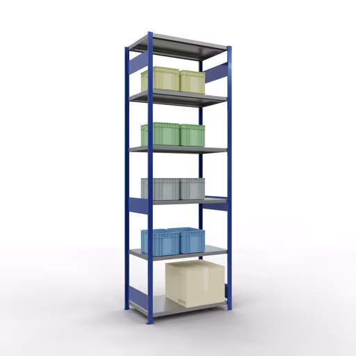 Produktbild Nr 14 des Artikels Grundregal, Fachbodenregal Stecksystem MULTIplus250, 3000 x 1000 x 600 mm (HxBxT), 7 Fachböden, Längenriegel, RAL 5010 enzianblau/verzinkt Abbildung Nr 14 des Artikels Grundregal, Fachbodenregal Stecksystem MULTIplus250, 3000 x 1000 x 600 mm (HxBxT), 7 Fachböden, Längenriegel, RAL 5010 enzianblau/verzinkt aus der Produktgruppe Stecksystem von der Marke Schulte Lagertechnik