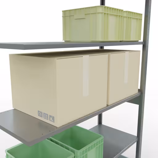 Anbauregal, Fachbodenregal Stecksystem MULTIplus150, 2500 x 1300 x 500 mm (HxBxT), 6 Fachböden, Längenriegel, verzinkt mit der GTIN 4004514280695 Anbauregal, Fachbodenregal Stecksystem MULTIplus150, 2500 x 1300 x 500 mm (HxBxT), 6 Fachböden, Längenriegel, verzinkt von Schulte Lagertechnik mit der Artikelnr. 12756-130-LR