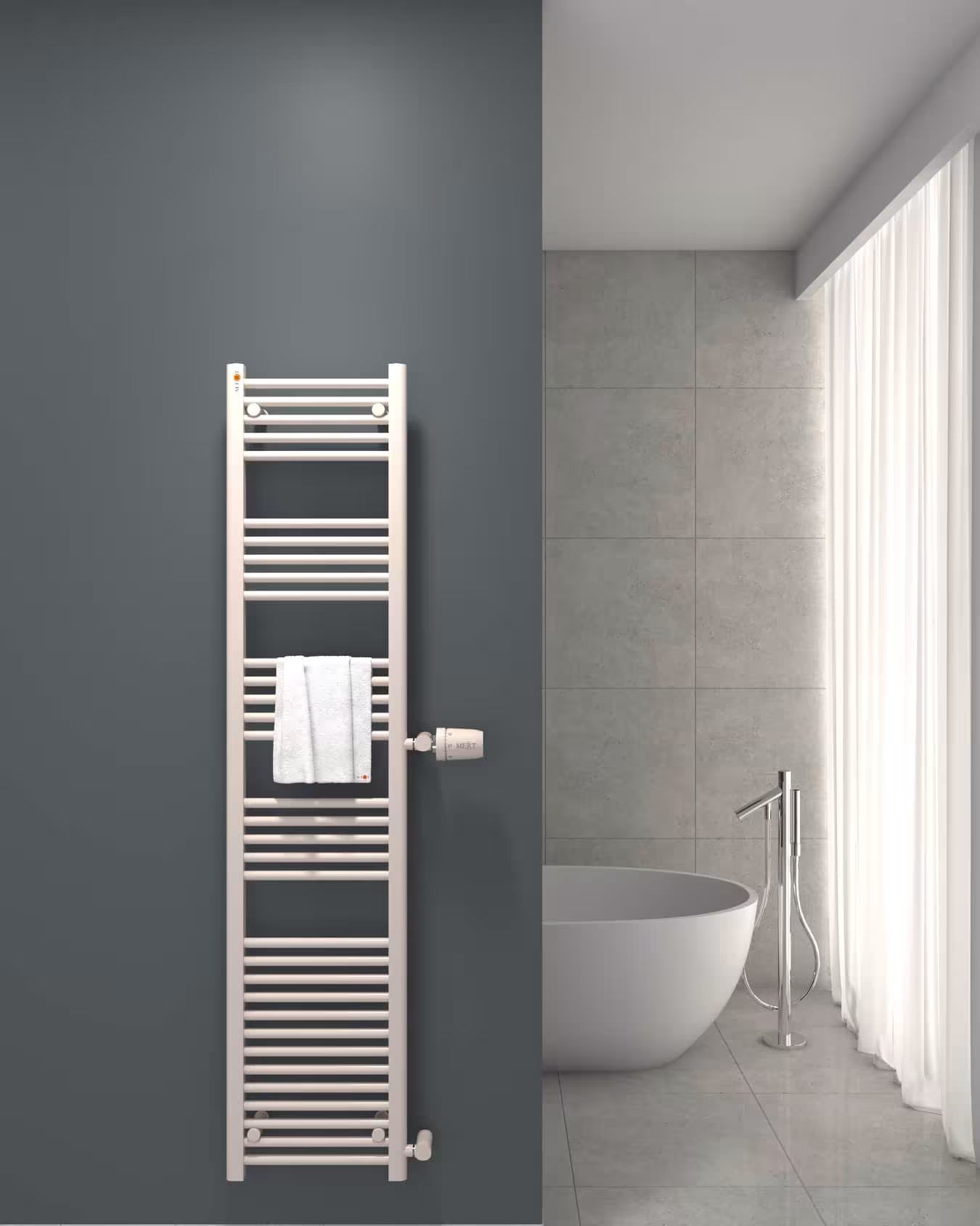MERT Austausch Badheizkörper weiß gerade, Anschluss an der Seite Typ Größe: 400x1800 mm aus der Kategorie Austausch-Heizkörper mit der Artikelnr. 1-40x180-ASR-90