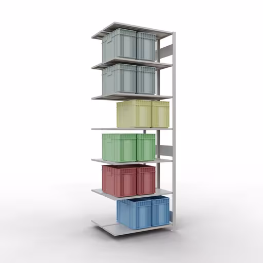 Andere Ansicht des Artikels Anbauregal, Doppelregal, Fachbodenregal Stecksystem MULTIplus150, 3000 x 1000 x (2x400) mm (HxBxT), 2x7 Fachböden, Längenriegel, RAL 7035 lichtgrau Andere Ansicht des Artikels Anbauregal, Doppelregal, Fachbodenregal Stecksystem MULTIplus150, 3000 x 1000 x (2x400) mm (HxBxT), 2x7 Fachböden, Längenriegel, RAL 7035 lichtgrau aus der Kategorie Fachbodenregale