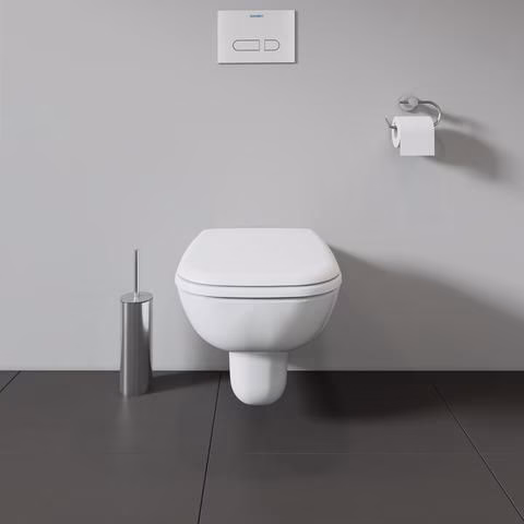Abattant de toilette blanc D-Code sans mécanisme de fermeture amortie, charnières en acier inoxydable, 430 x 360 x 40 mm, DURAVIT