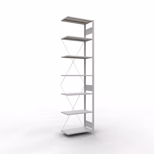 Anbauregal, Fachbodenregal Stecksystem MULTIplus150, 3000 x 750 x 400 mm (HxBxT), 7 Fachböden, Kreuzstrebe, RAL 7035 lichtgrau von der Marke Schulte Lagertechnik Anbauregal, Fachbodenregal Stecksystem MULTIplus150, 3000 x 750 x 400 mm (HxBxT), 7 Fachböden, Kreuzstrebe, RAL 7035 lichtgrau aus der Kategorie Anbauregal mit der Artikelnummer 32647-75
