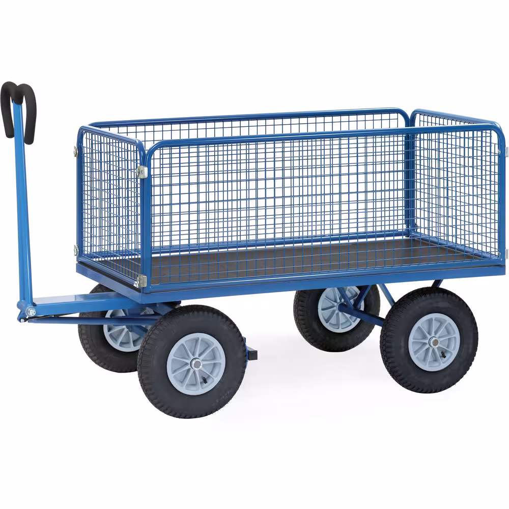 Handpritschenwagen Drahtgitter 600 mm Baukasten-System aus Profilstahl geschweißt, pulverbeschichtet RAL 5007 Typ Bereifung: Vollgummi aus der Kategorie Handwagen/Pritschenwagen mit der Artikelnr. 6436V