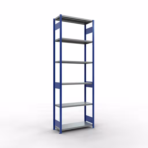 Abbildung Nr 13 des Artikels Grundregal, Fachbodenregal Stecksystem MULTIplus250, 3000 x 1000 x 400 mm (HxBxT), 7 Fachböden, Längenriegel, RAL 5010 enzianblau/verzinkt aus der Produktgruppe Stecksystem von der Marke Schulte Lagertechnik