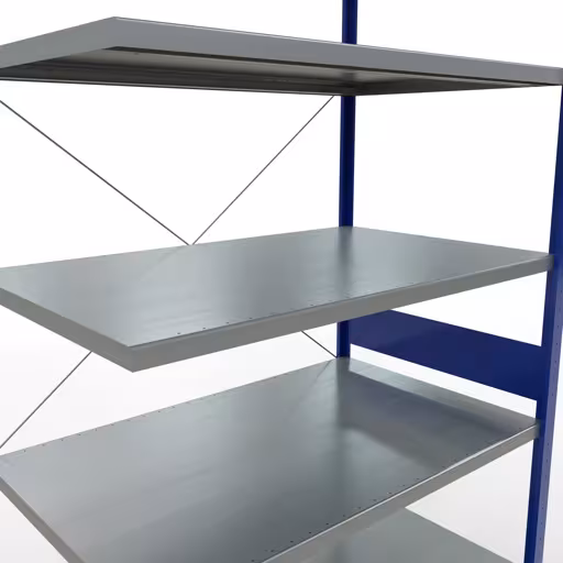 Abbildung Nr 15 des Artikels Anbauregal, Fachbodenregal Stecksystem MULTIplus250, 3000 x 1300 x 800 mm (HxBxT), 7 Fachböden, Kreuzstrebe, RAL 5010 enzianblau/verzinkt aus der Produktgruppe Stecksystem von der Marke Schulte Lagertechnik