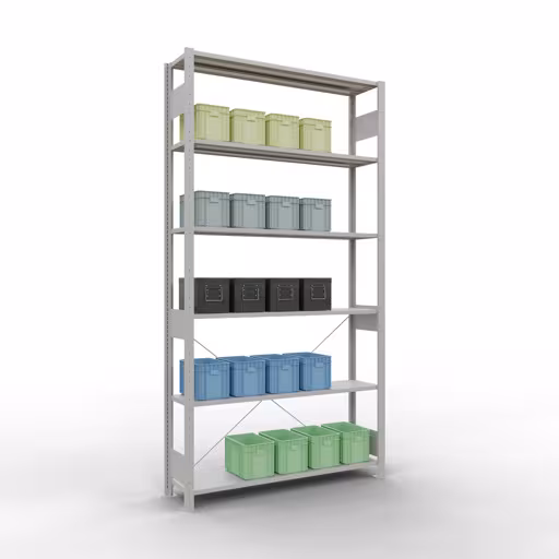 Andere Ansicht des Artikels Stecksystem Grundregal 2500x1300x300 mm, Typ 150 kg, lichtgrau Andere Ansicht des Artikels Stecksystem Grundregal 2500x1300x300 mm, Typ 150 kg, lichtgrau aus der Kategorie Stecksystem