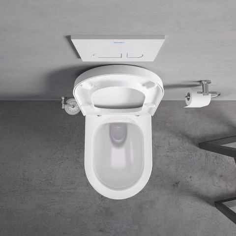 Detailbild 4042994 Duravit Wand-WC-Set ME by Starck, rimless, Durafix Tiefspüler, weiß, inklusive WC-Sitz mit Absenkautomatik