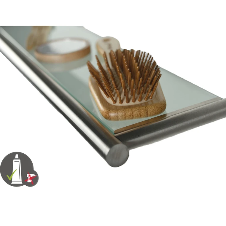 Ohne Text 2179438 AXIAL Glasablage Edelstahl Glas - zum KLEBEN oder BOHREN