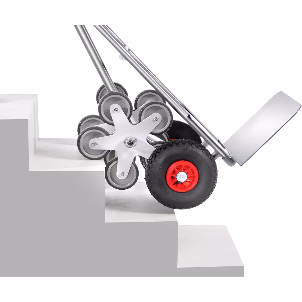 Alu-Treppenkarre 5-Rad Sicherheitsgriffe, mit 2 Lufträdern, Kunststoff-Felgen, Naben mit Rollenlagerung und 2 fünfarmigen Radsternen von der Marke Fetra aus der Kategorie Karren