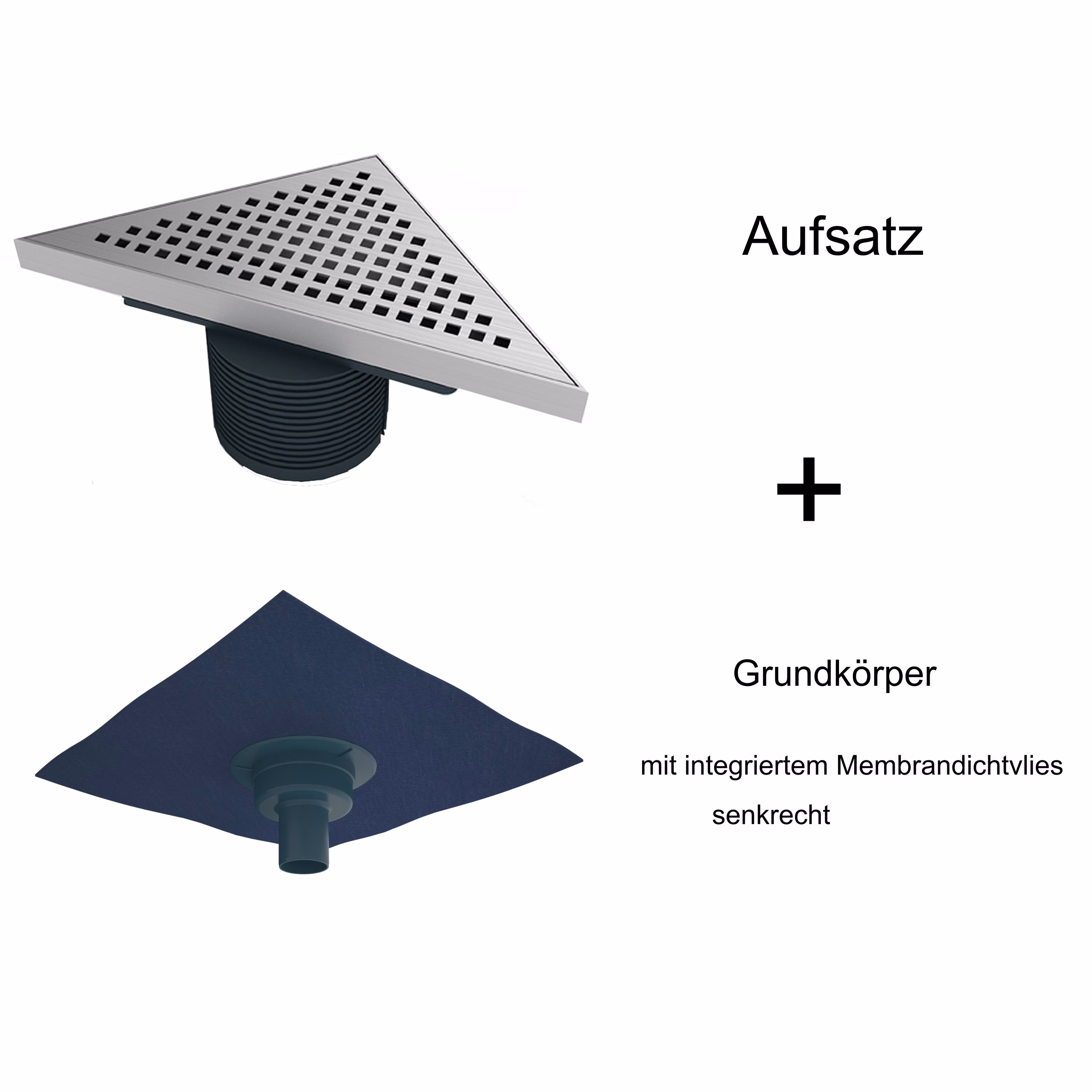 Ohne Text 3963915 Siphon de sol MERT Design "TRIANGLE KARE" 215x215x304mm
