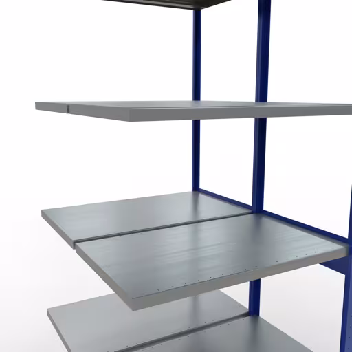 Anbauregal, Doppelregal, Fachbodenregal Stecksystem MULTIplus250, 3000 x 1000 x (2x600) mm (HxBxT), 2x7 Fachböden, Längenriegel, RAL 5010 enzianblau von der Marke Schulte Lagertechnik aus der Produktreihe Fachbodenregale