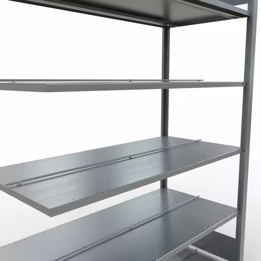 Anbauregal, Büro-Fachbodenregal Stecksystem MULTIplus150, 2000 x 1300 x 600 mm (HxBxT), 6 Fachböden, Längenriegel, verzinkt, mit Mittelanschlag von Schulte Lagertechnik aus der Kategorie Büroregale