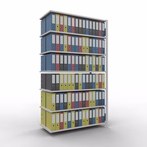 Abbildung Nr 12 des Artikels Anbauregal, Büro-Fachbodenregal Stecksystem MULTIplus150, 2300 x 1300 x 600 mm (HxBxT), 7 Fachböden, Längenriegel, ohne Mittelanschlag, lichtgrau aus der Produktgruppe Büroregale von der Marke Schulte Lagertechnik