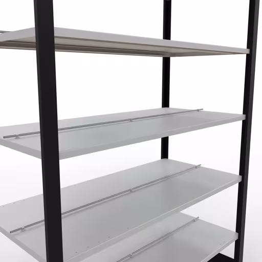 Grundregal, Büro-Fachbodenregal Stecksystem MULTIplus150, 2300 x 1300 x 600 mm (HxBxT), 7 Fachböden, Längenriegel, mit Mittelanschlag, schwarz/lichtgrau von der Marke Schulte Lagertechnik aus der Produktreihe Büroregale