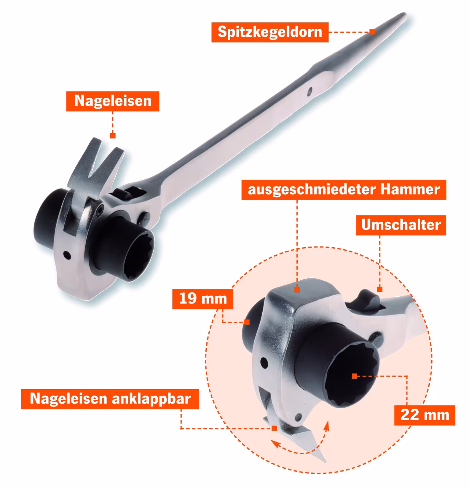 Gerüstbauknarre metrisch Ausführung Variante: GerüstbauerSchlüssel 19 x 22 mm mit der GTIN 4000146231920 GerüstbauerSchlüssel 19 x 22 mm von PROJAHN mit der Artikelnr. 231922