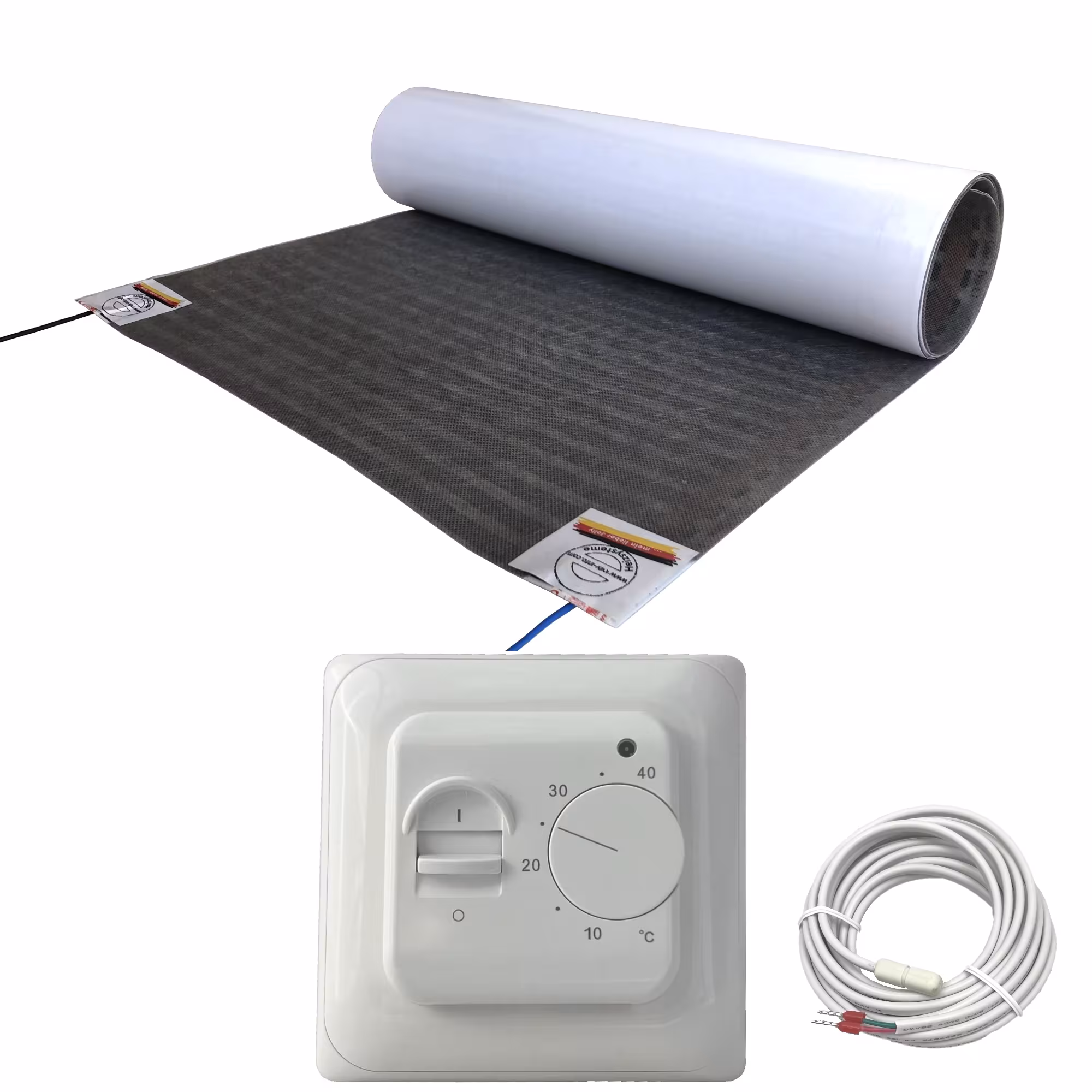 Chauffage au sol électrique Lux | Kit avec feuille chauffante et contrôleur longueur et surface de feuille standard 4,5 m / 2,25 m² de HoWaTech Chauffage au sol électrique HoWaTech Lux | Kit avec feuille chauffante et régulateur standard, chauffage au sol électrique, réf. 2042.225-510