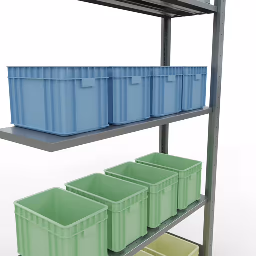 Anbauregal, Fachbodenregal Stecksystem MULTIplus85, 2000 x 1000 x 300 mm (HxBxT), 5 Fachböden, Längenriegel, verzinkt von Schulte Lagertechnik aus der Kategorie Stecksystem