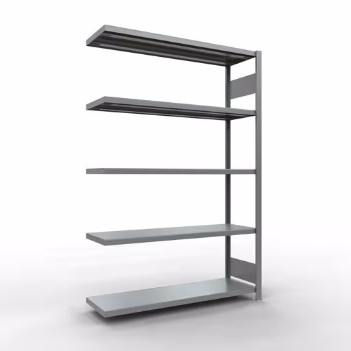 Anbauregal, Fachbodenregal Stecksystem MULTIplus250, 2000 x 1300 x 400 mm (HxBxT), 5 Fachböden, Längenriegel, verzinkt aus der Kategorie Anbauregal mit der Artikelnummer 12945-130-LR