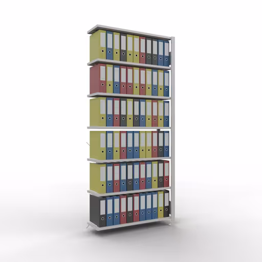 Abbildung Nr 13 des Artikels Anbauregal, Büro-Fachbodenregal Stecksystem MULTIplus85, 2300 x 1000 x 300 mm (HxBxT), 7 Fachböden, Kreuzstrebe, ohne Anschlagleiste, lichtgrau aus der Produktgruppe Büroregale von der Marke Schulte Lagertechnik