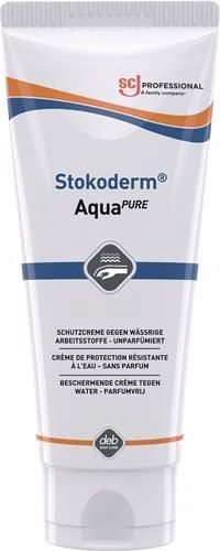 Stokoderm Aqua PURE huidbeschermingscrème 100 ml, siliconen- en parfumvrij, van het merk SC Johnson Professional Stokoderm Aqua PURE SC JOHNSON PROFESSIONAL huidbeschermingscrème uit de categorie Handen en Huid, Reiniging en Bescherming met artikelnummer 4707020126