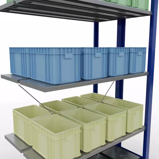 Anbauregal, Doppelregal, Fachbodenregal Stecksystem MULTIplus150, 2000 x 1000 x (2x300) mm (HxBxT), 2x5 Fachböden, Kreuzstrebe, RAL 5010 enzianblau mit der Artikelnr. 32735-B Anbauregal, Doppelregal, Fachbodenregal Stecksystem MULTIplus150, 2000 x 1000 x (2x300) mm (HxBxT), 2x5 Fachböden, Kreuzstrebe, RAL 5010 enzianblau von Schulte Lagertechnik aus der Kategorie Fachbodenregale