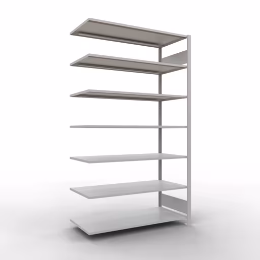 Anbauregal, Büro-Fachbodenregal Stecksystem MULTIplus150, 2300 x 1300 x 600 mm (HxBxT), 7 Fachböden, Längenriegel, ohne Mittelanschlag, lichtgrau aus der Kategorie Stecksystem mit der Artikelnummer 36071