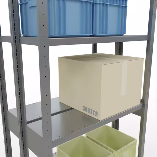 Grundregal, Doppelregal, Fachbodenregal Stecksystem MULTIplus250, 3000 x 1000 x (2x300) mm (HxBxT), 2x7 Fachböden, Längenriegel, verzinkt mit der GTIN 4058255035588 Grundregal, Doppelregal, Fachbodenregal Stecksystem MULTIplus250, 3000 x 1000 x (2x300) mm (HxBxT), 2x7 Fachböden, Längenriegel, verzinkt von Schulte Lagertechnik mit der Artikelnr. 17932