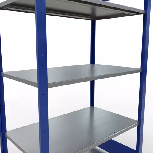 Grundregal, Fachbodenregal Stecksystem MULTIplus150, 2000 x 1000 x 600 mm (HxBxT), 5 Fachböden, Längenriegel, RAL 5010 enzianblau/verzinkt mit der GTIN 4004514280886 Grundregal, Fachbodenregal Stecksystem MULTIplus150, 2000 x 1000 x 600 mm (HxBxT), 5 Fachböden, Längenriegel, RAL 5010 enzianblau/verzinkt von Schulte Lagertechnik mit der Artikelnr. 12760-LR-B