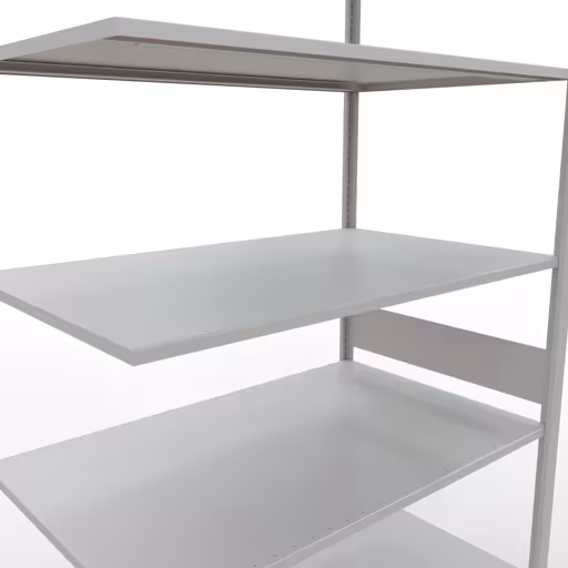 Produktbild Nr.6 des Artikels Anbauregal, Fachbodenregal Stecksystem MULTIplus150, 3000 x 1300 x 800 mm (HxBxT), 7 Fachböden, Längenriegel, RAL 7035 lichtgrau aus der Produktreihe Stecksystem von der Marke Schulte Lagertechnik