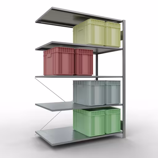 Andere Ansicht des Artikels Stecksystem Anbauregal 2000x1300x800 mm, Typ 150 kg, verzinkt Andere Ansicht des Artikels Stecksystem Anbauregal 2000x1300x800 mm, Typ 150 kg, verzinkt aus der Kategorie Stecksystem